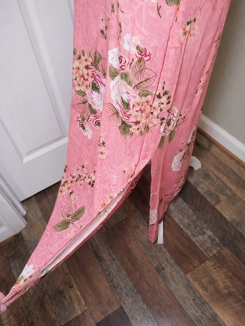Vintage 90s Y2K K Studio Pink Rose Floral Maxi Dress Sleeveless Boho Romantic - Picture 4 of 9